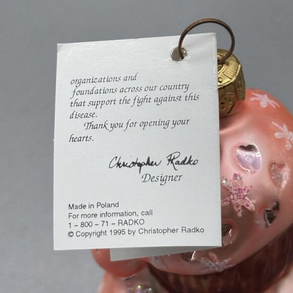 Vintage Christopher Radko Ornament 1996 Bearly Awake Retired Pediatric Cancer - Picture 8 of 9